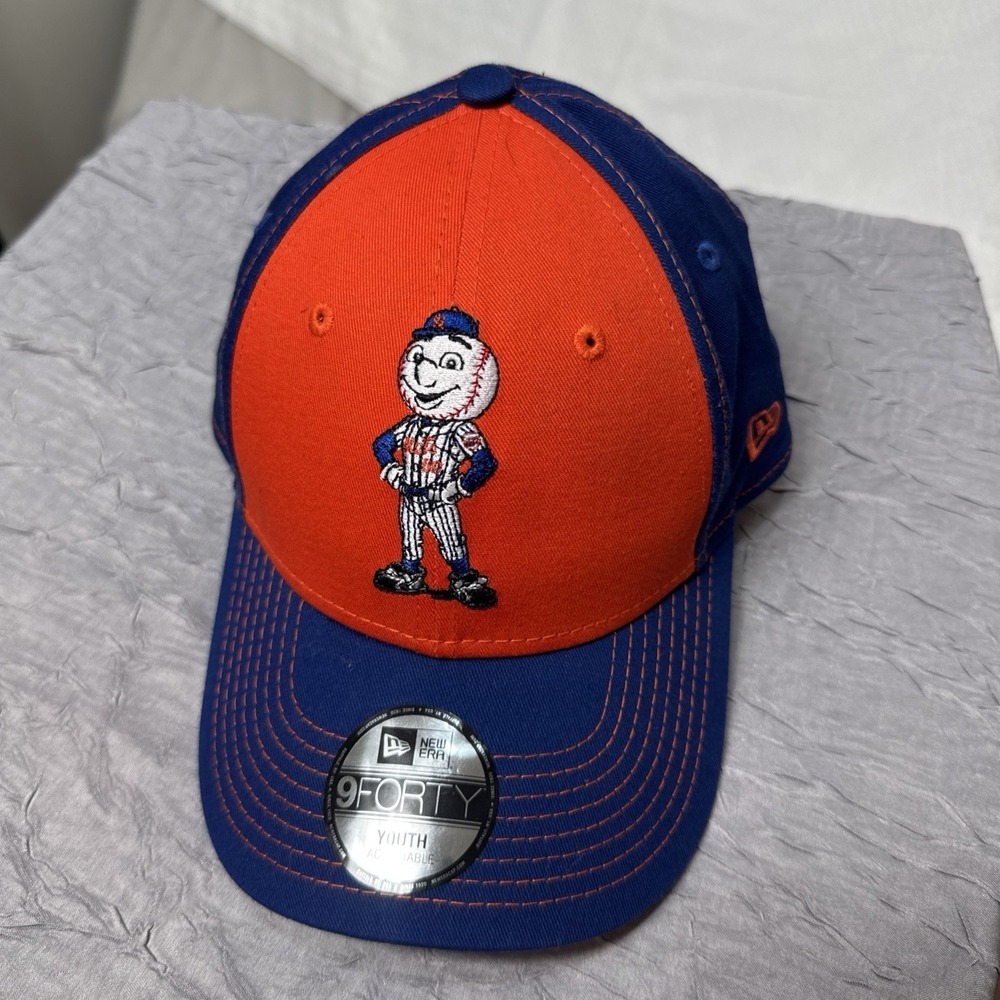 New Era NY Mets Mr Mets Youth 9forty Snap Back Baseball Hat Cap Blue Orange‎